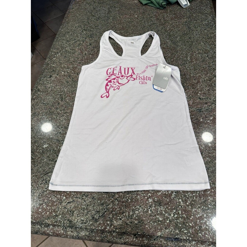 Alo yoga Aspire Tank Top. Color White. SzM fishing pring new!! stretchy white p